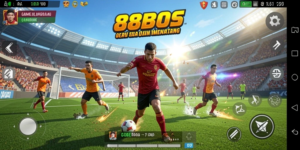 Screenshot menampilkan aksi seru dalam permainan olahraga 88BOS.