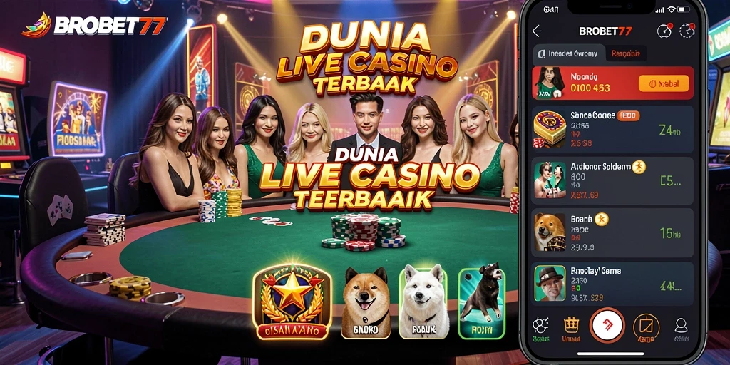 Tampilan gameplay Live Casino yang mendebarkan di BROBET77.