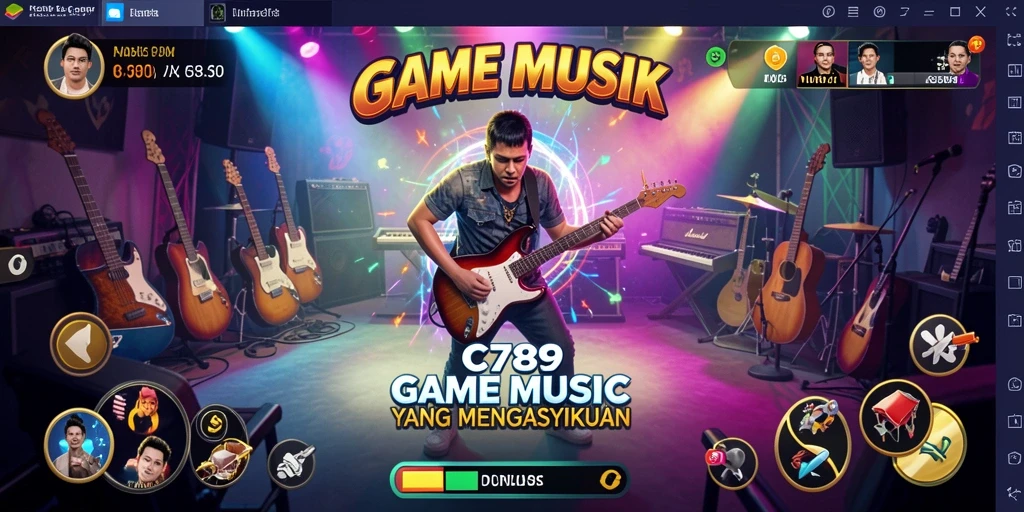Tampilan screenshot utama C789 menampilkan gameplay musik yang menarik.