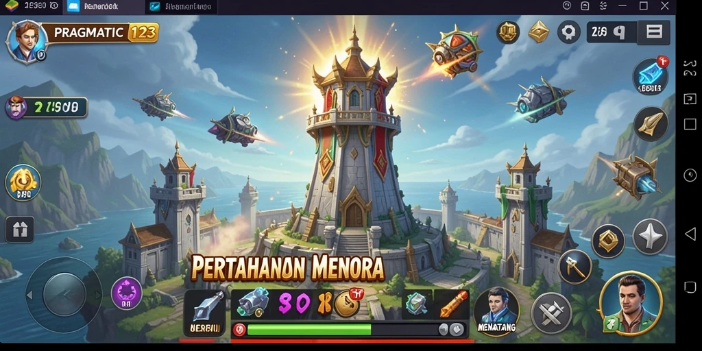 Tampilan gameplay seru dari PRAGMATIC123 yang menunjukkan aksi Tower Defense.