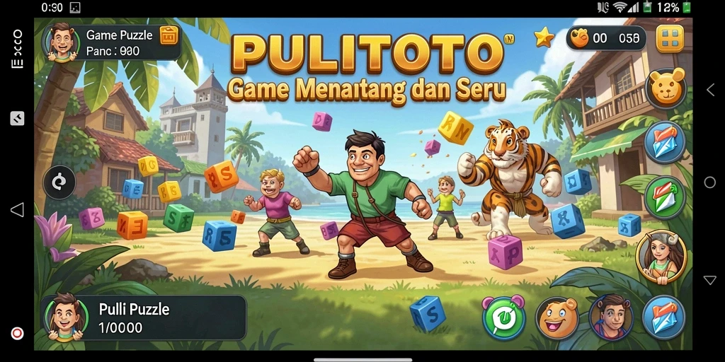 Tampilan gameplay PULITOTO yang penuh warna dan menantang.