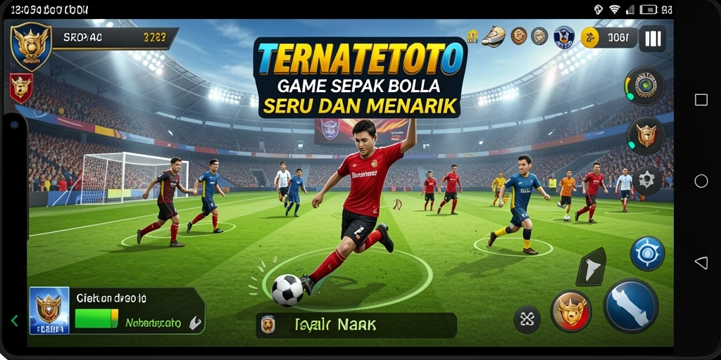 Screenshot gameplay TERNATETOTO yang menampilkan aksi sepak bola.