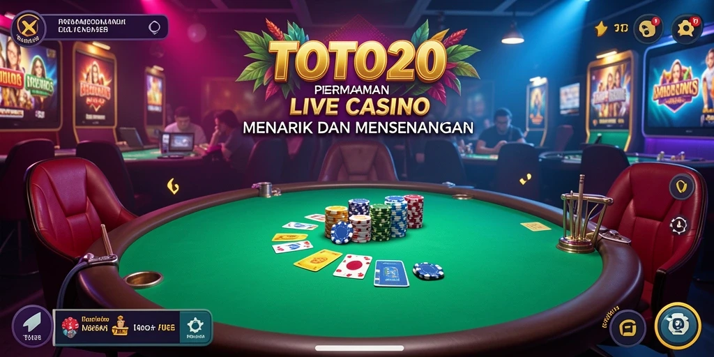 Screenshot TOTO20 menampilkan dealer langsung dan gameplay yang seru.